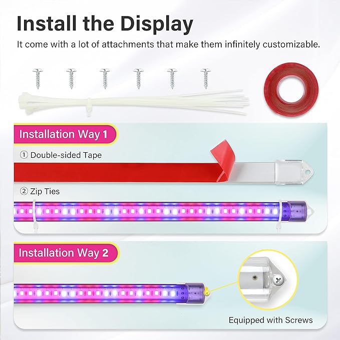 iPower 20W LED Plant Grow Light Strips Full Spectrum for Indoor Plants with Auto ON/Off 3/9/12H Timer, 10 Dimmable Levels 48 LEDs Per Light Strip, 2 Tubes