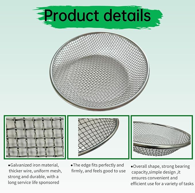 2PCS Soil Sifter for Gardening,Compost Sifter for 5 Gallon,Sieve for Compost,Sand,Gravel,Rock Sifter,Captures Dirt Sawdust,Soil Screening for Landscaping,Construction(1/4'',1/8''Mesh Screen)