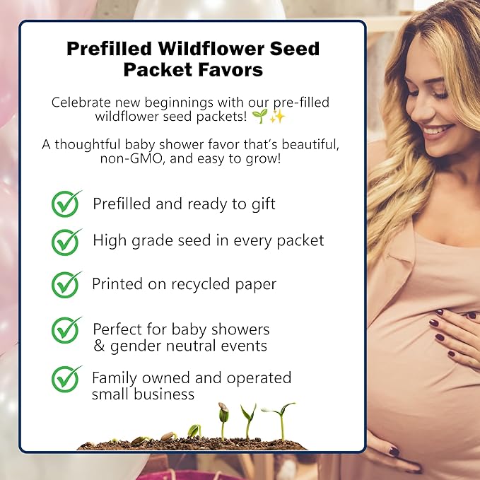 Mommy to Bee Seed Packets | Girl or Boy Baby Shower Favors for Guests | 20 Wildflower Seeds Packets | Pre-Filled | Bouquet Wildflower Mix | Non-GMO Seeds | Gender Neutral | Oh baby | Gifts (Girl Pink)