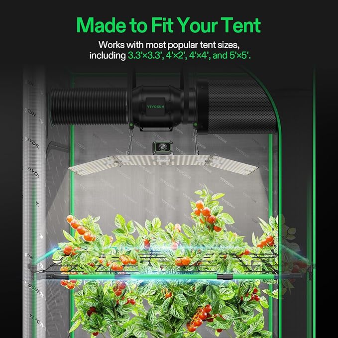 VIVOSUN Grow Tent High CFM Kit, Heavy-Duty Mounting Bars, High Airflow Support Pole Kit 39"-60" Adjustable, Suitable for 3.3’×3.3’, 4’×2’, 4’×4’, and 5’×5’ Tents, 4-Pack