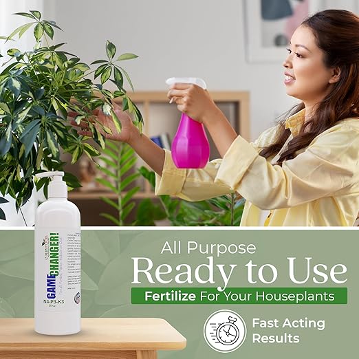 GS Plant Foods Game Changer - 100% Plant-Based Liquid Fertilizer 4-3-3 – for Organic Growing, Odor-Free, Easy Squeeze Bottle, Vegan – Indoor & Outdoor Plants - 20 Ounces