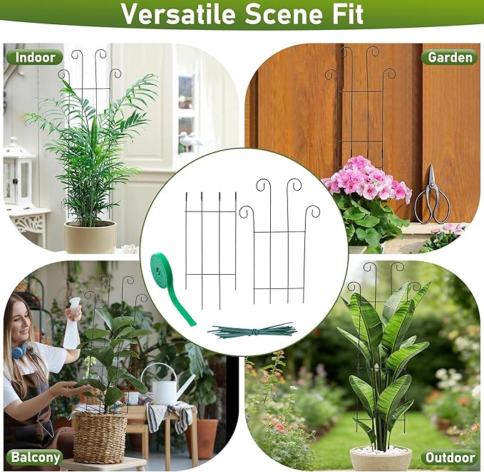32.6In Metal Plant Trellis for Climbing Plants Indoor, Monstera & Pothos Support Stakes, Tall Expandable Trellis for Potted Plants, Tool-Free Structures, 2 Pack
