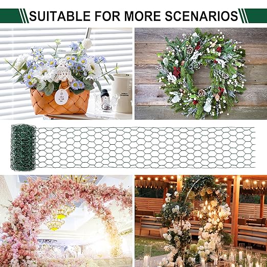 Floral Wire Netting, 4 x 118 Inch Mesh Netting with Plier, Protect Plant & Decorate Flower Arch, DIY Craft