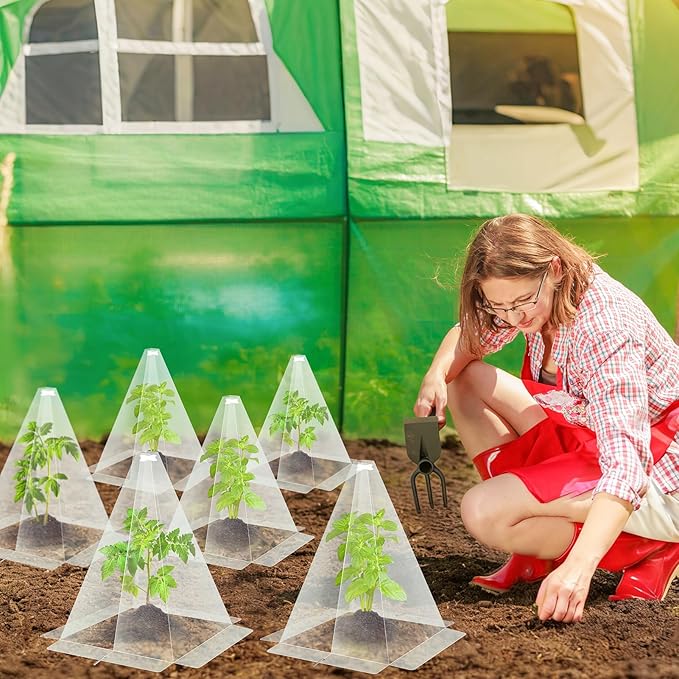 20 Packs 12"x 8" Garden Cloches for Plants,Plant Protectors from Animals,Plant Cages for Outdoor Plants,Plant Covers from Animals,Chicken Wire Cloche with Stakes for Protect Plants,Seedling,Vegetables