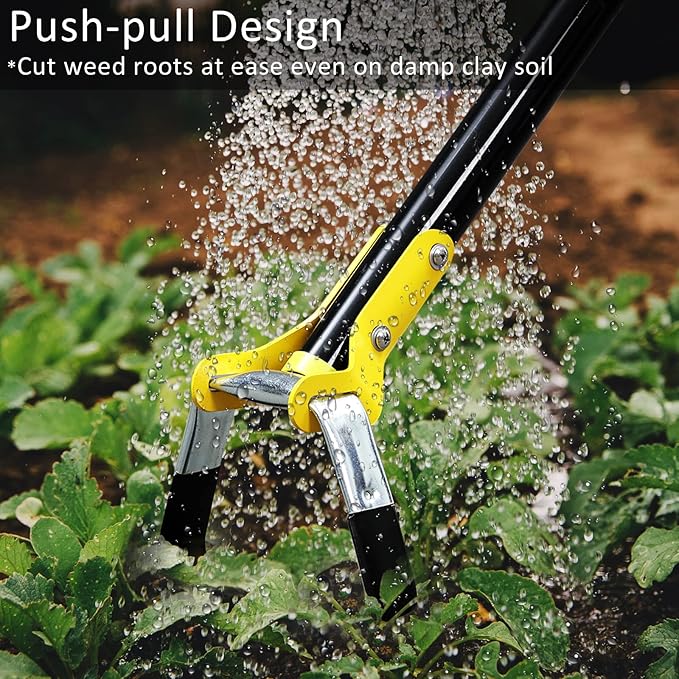 DonSail Hoe Garden Tool - Scuffle Garden Hoes for Weeding Gardening Long Handle Heavy Duty - Adjustable Weeding Loop Stirrup Hoe 30-70 Inch Black