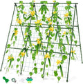 Miory Cucumber Trellis, A-Frame Trellis for Raised Bed, Garden Trellis for Climbing Plants Outdoor, Plant Support for Vegetables Vines, Steel with PE Coated(48" Lx48 H)