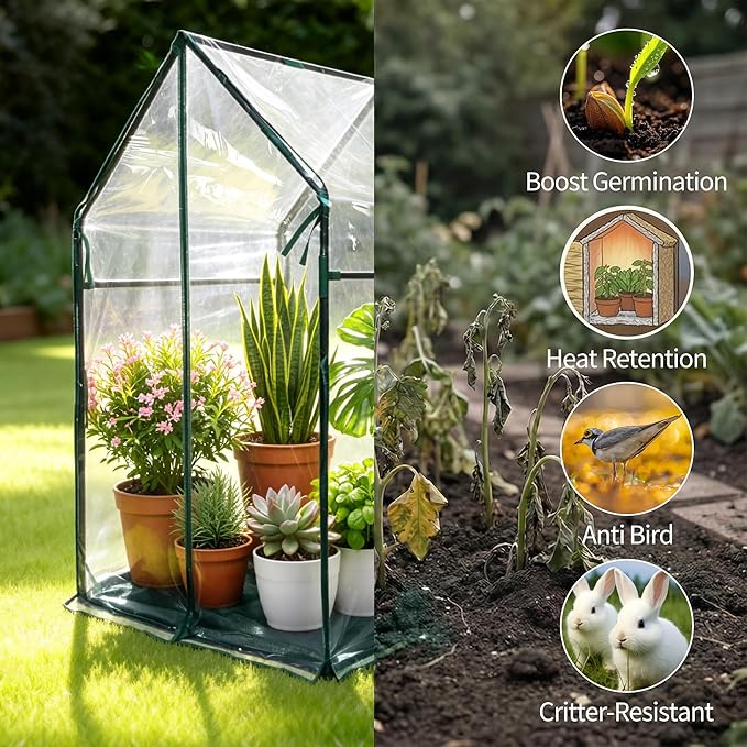 Mini Greenhouse 36"x36"x58.5" Plant Cover Tent Seed Starting Waterproof Floor Mat Small Plant Tent for Use on Patio Balcony Porch & Indoors/Outdoors