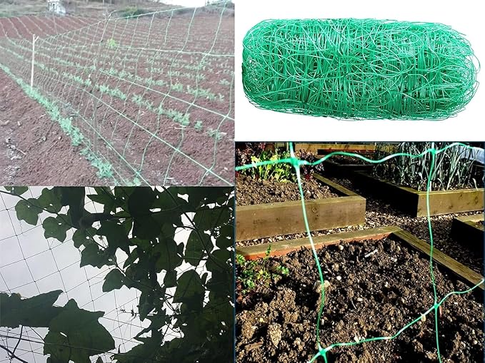 6.5x15ft Heavy Duty Garden Trellis Netting, UV-Resistant Polyethylene Plant Climbing Net, 6x6 Inch Square Mesh, for Cucumber Tomato Bean Grape Flower Outdoor Gardening