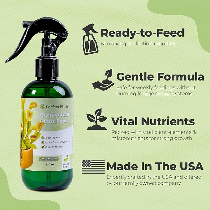 Premium Carnivorous Plant Food Spray by Perfect Plants | Plant Food Foliage Mist for Venus Fly Trap & Other Carnivorous Plants (8oz)