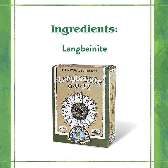 Down To Earth All Natural Fertilizers Organic Langbeinite, Potassium Magnesium Sulfate (K-Mag) Granular Plant Food 0-0-22, 5 lb