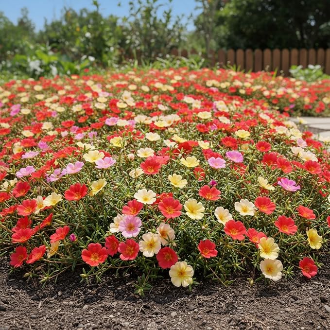 Moss Rose Seeds for Planting Outdoors, Pack of 10000 Portulaca Grandiflora Flower Seeds for Planting