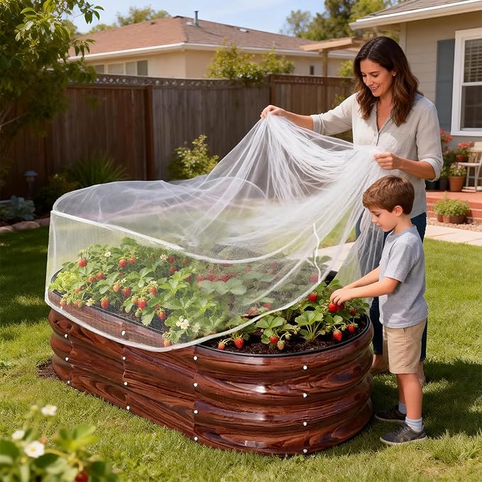 2 PCS Garden Netting for Raised Beds 2x4 Fine Mesh Raised Beds Garden Bug Netting Pest Barrier Screen with Drawstring for Plants to Keep Small Animals Pest Out Protect for Vegetables (2x4 FT)