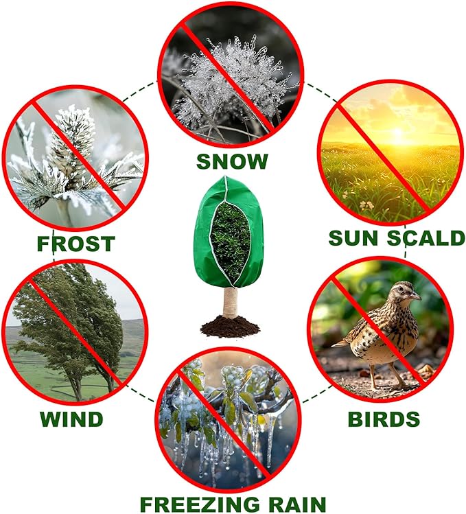 2 Pack 63 x 71 Inch Plant Covers Freeze Protection, Frost Cloth Plant Freeze Protection With Burlap Tree Wrap, Reusable Breathable Freeze Blankets With Drawstring for Fruit Tree Shrub Potted