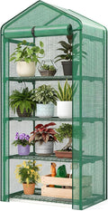 Superlele 4-Tier Mini Greenhouse for Indoor Outdoor, 19.3x27.2x62in Vertical Plant Green House with Adjustable Shelves, Reinforced Green PE Mesh Cover and Zippered Door, Heavy Duty Steel Frame