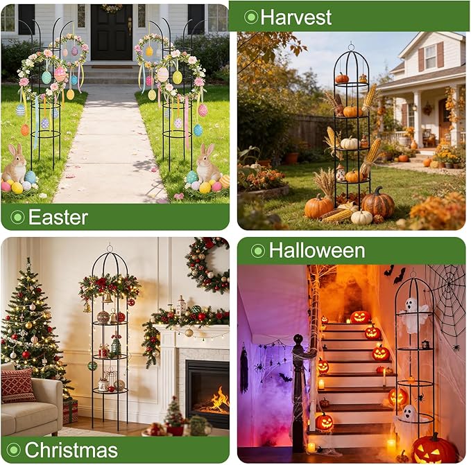 100% Metal Obelisk Garden Trellis 6.6 Ft Tall Plant Support for Climbing Vines and Flowers Stands,Rose Bush Round Trellis for Pots Metal Plant Flower Trellises for Clematis Vine Jasmine Outdoor Indoor