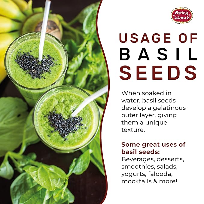 Spicy World Basil Seeds 14 Ounce Bag - Tukmaria, Sabja Seeds - Used in Falooda & Ayurveda