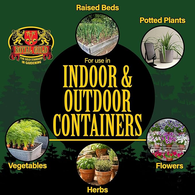 Royal Gold Special Reserve Premium Potting Mix, 1.5 Cubic Foot - All-Purpose Soil for Indoor & Outdoor Container Gardens - Coco, Composted Forest Material, Peat Moss & Perlite, Pre-Fertilized Blend