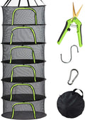 6 Tier Black Mesh Zippered Herb Drying Rack Hanging Dryer Dry Net with Pruning Shear for Hydroponics