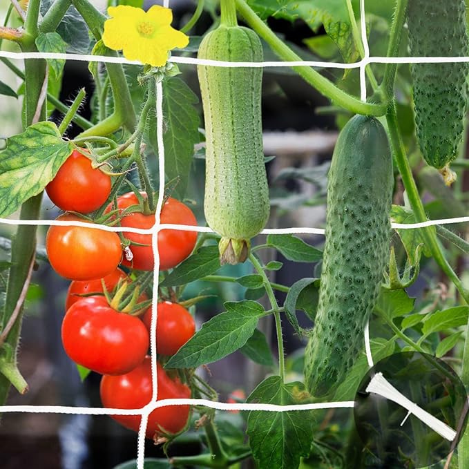 Trellis Netting for Climbing Plants, 2 Pack 5x15 Ft Heavy Duty Garden Trellis Netting, Square Garden Mesh Outdoor Grow Net for Support Vine Vegetable Fruits and Flower with 50 Pcs Garden Ties