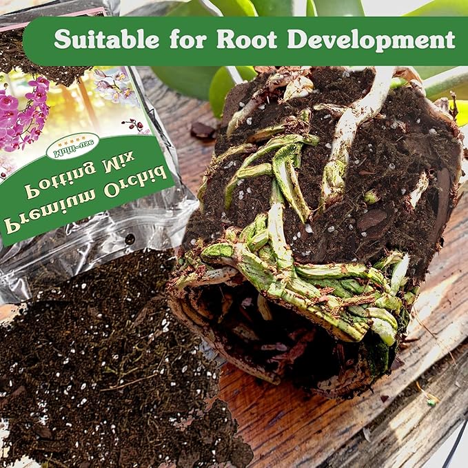 Orchid Potting Mix,2 Quart Premium Orchid Potting Mix for Repotting with Dried Forest Moss Perlite Stone Coco Peat and Pine Bark, Well-draining Orchid Bark Potting Mix