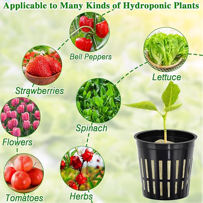 Halatool 24 x 2-Inch Rockwool Cubes & 24 x 3-Inch Net Cups - Hydroponics Starter Kit for Plants Cloning, Seed Starting, and Patio Gardening - Durable, Effective, Great Gift Option