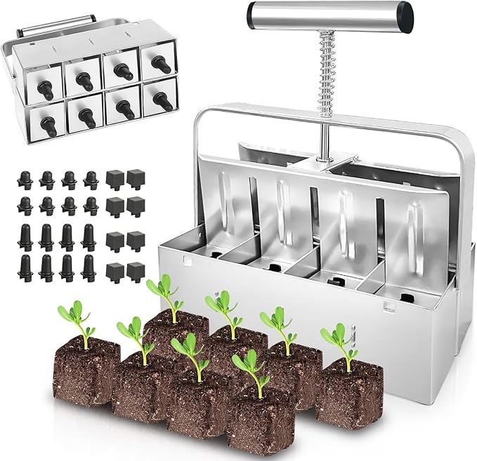 8 Cell Soil Blocker for Seeds Starting, 2 inch Manual Soil Block Maker, Seeds Blocker, Durable Seeds Block Maker, Soil Blocking Tool, Soil Blocker Kit