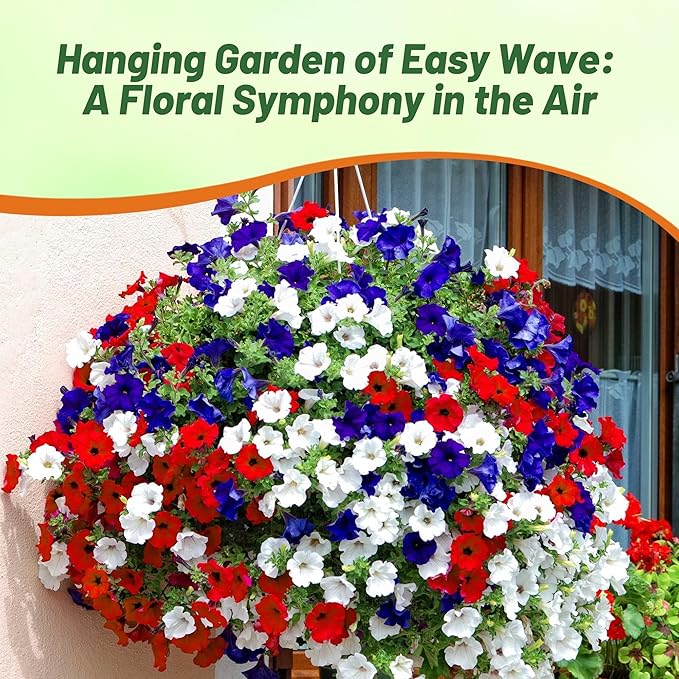 Outsidepride The Flag Mix Easy Wave Petunia Seeds - 30 Pcs. Annual, Compact & Spreading Flower Seeds for Planting Low Growing Vibrant Blooms, Ideal for Garden Beds, Baskets & Container Displays
