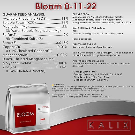 KALIX Bloom | Hydroponic Bloom Fertilizer for Flowering Plants | High Phosphorus Potassium PK Booster for Tomatoes, Fruit, & Herbs (2lb)