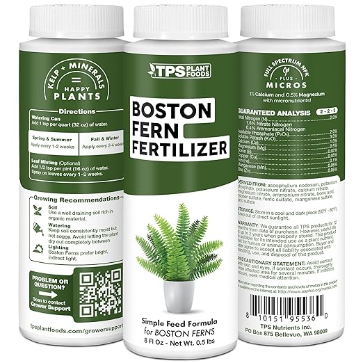 Boston Fern Fertilizer – Liquid Plant Food for Fuller Fronds, Rich Green Color & Healthy New Growth, 32 oz