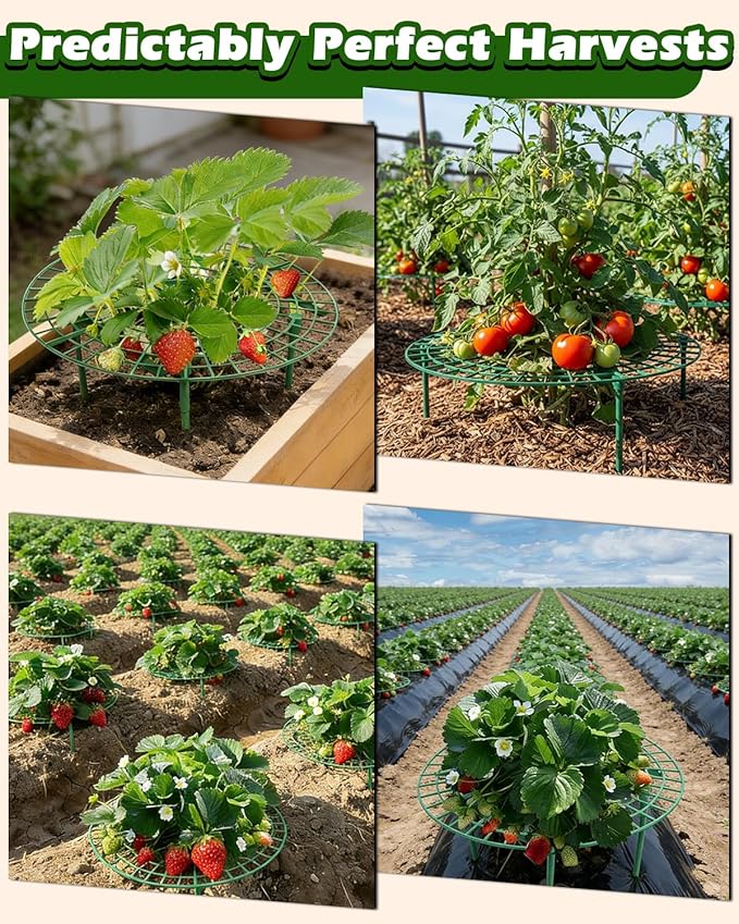 60Pack Strawberry Plant Support, Strawberry Holder for Garden to Keep Fruit Clean and Off The Ground - Large Metal Strawberry Growing Racks Frame for Easy Harvest