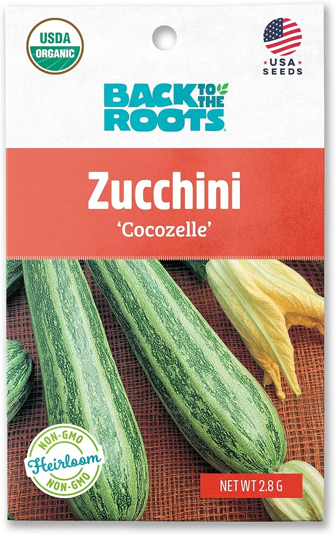 Back to The Roots 100% Organic Seed Packet - Squash 'Summer Cocozelle Zucchini' 2.8g