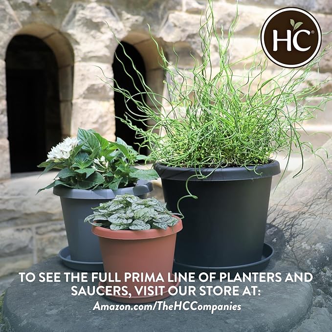 The HC Companies Prima Round Plastic Plant Pot w/Rolled Rim - Lightweight & UV Resistant Flower Pot for Herbs & More - Outdoor & Indoor Plant Pots w/Drainage (14 inch, Cappuccino, Pack of 1)