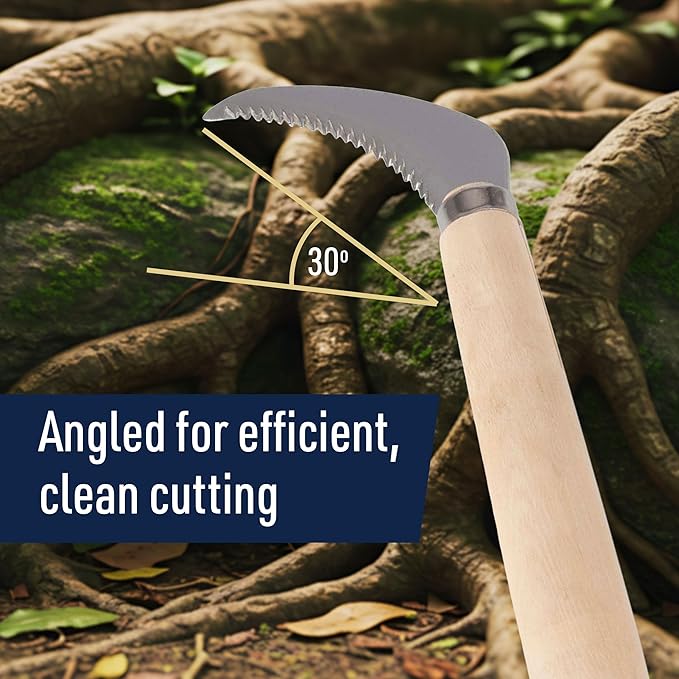 Japanese Saw Hand Saw - 8” Root Cutter with Sharp 2.75” Serrated Stainless Steel Blade and 30-Degree Cutting Angle - Garden Tools for Gardening and Landscaping by Kings County Tools