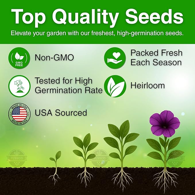 5500+ USA Premium Petunia Seeds - Non-GMO Flower Seeds Mixed Rainbow Color, Bonsai, Grandiflora Flowers, Pollinator Garden, Open Pollinated, Indoor and Outdoor