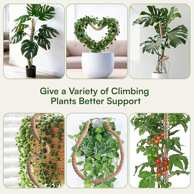 2 Pack 28'' Bendable Moss Pole Monstera Plant Support for Indoor Climbing Plants, Tall Plant Stick Support Stake for Potted Plants, Pothos, Philodendron