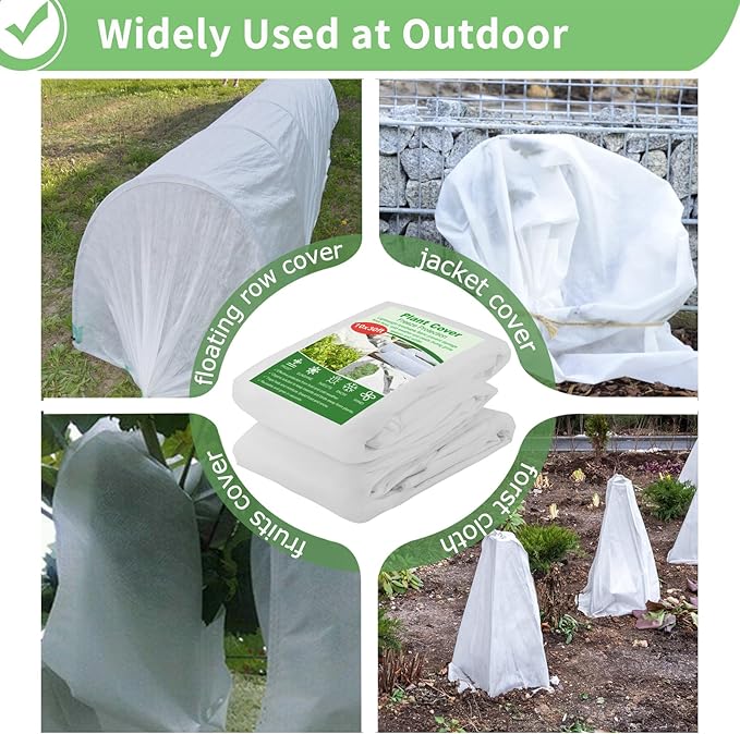 SPORTYOUTH 2 Packs Plant Covers Freeze Protection 10 x 30 FT 1.2 oz/yd² Frost Cloth Blankets Large Thicker Garden Floating Row Cover Fabric for Outdoor Plants Winter Cold Fruits Flowers Protection