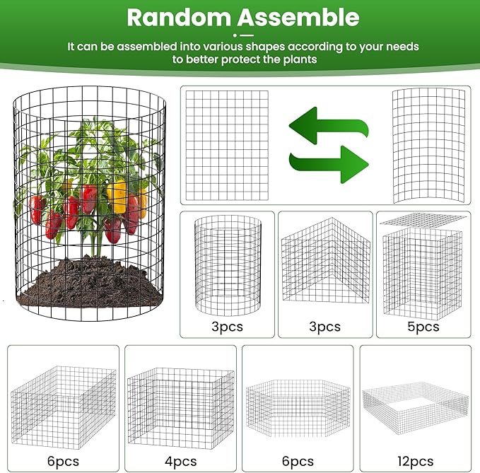 Nexum 30Pcs Plant Protectors from Animals – 16" x 12" Metal Tree Trunk Guards, Garden Plant Cloches & Expandable Plant Cages to Protect from Deer, Rabbits & Lawn Mowers