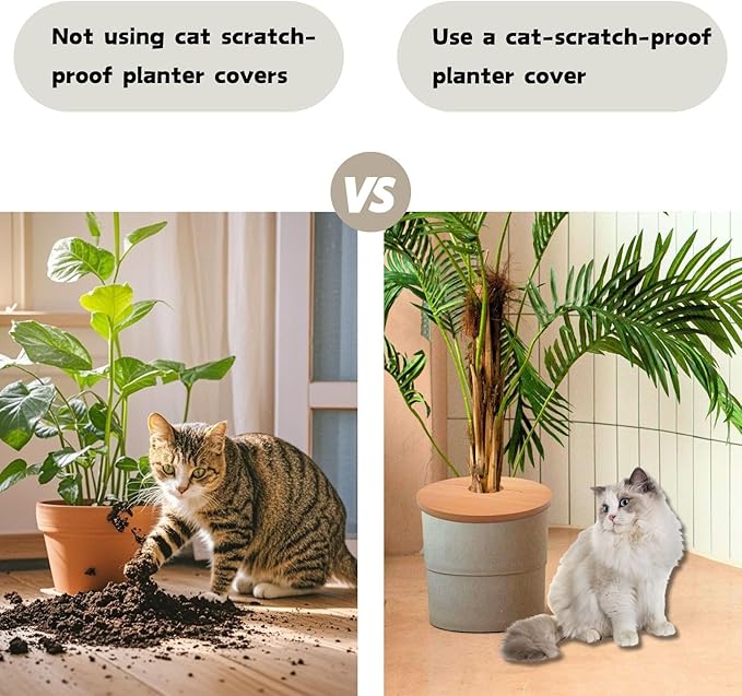 13.7 Inch Plant Pot Grid from Animals, Wooden Plant Pot Cover, Indoor Plant Protector from Cats, Flowerpot Decorative Cover.