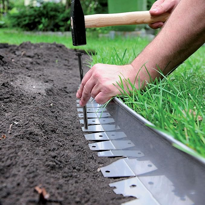 50Pcs 8-Inch Plastic Landscape Edging Spikes, Spiral Anchoring Nails for Weed Barrier, Paver Edging, Landscape Edging, Artificial Turf, Grass Pathways, and More