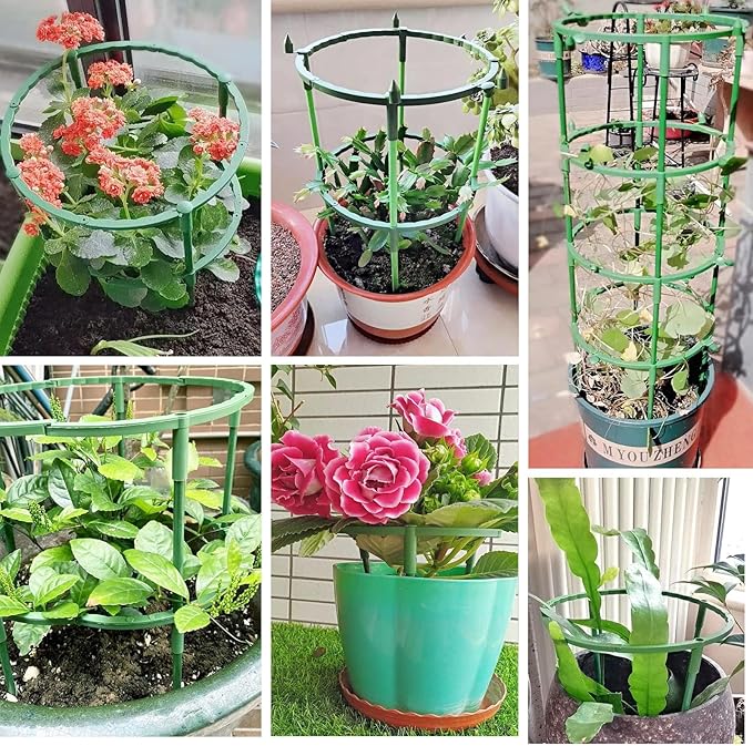 12Pcs Plant Support Plant Stake Half Round Plant Support Ring Garden Flower Support Plant Support Stakes for Tomato, Hydrangea, Indoor Plants (12PACK 14.5CMX25CM)
