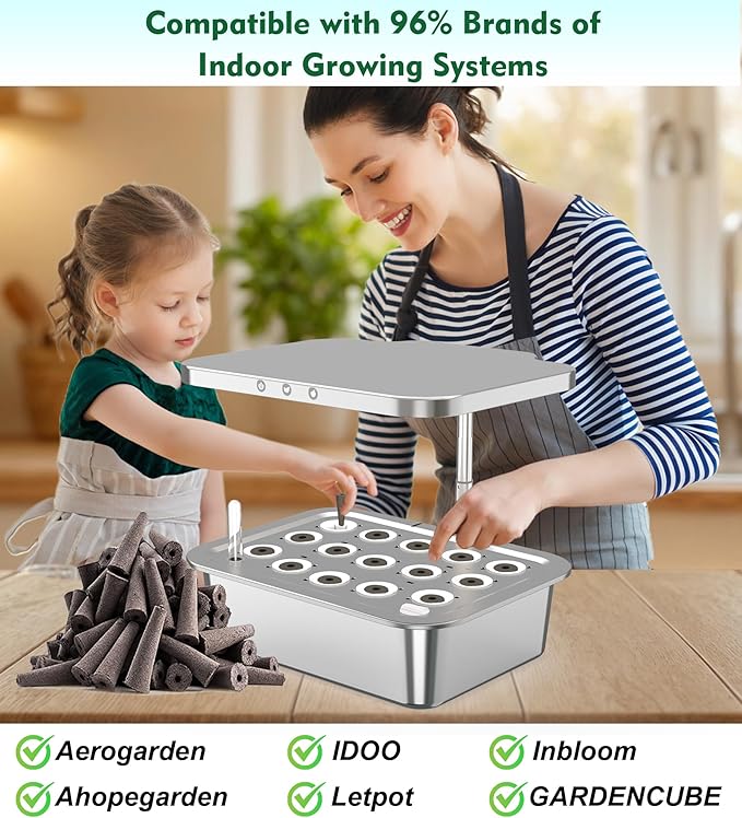 100 Pack Grow Sponges, Seed Starter Sponges Compatible with AeroGarden, Refill Seed Pods Replacements Root Growth Sponges for Indoor Hydroponic System, Brown, SP-100
