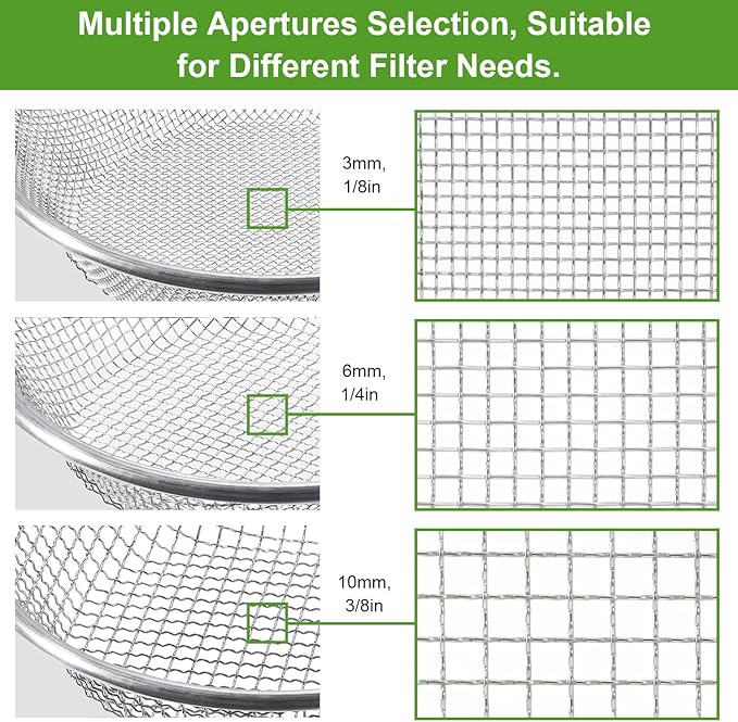 Soil Sieve Sand Rock Compost Sifter Dirt Sieve Sifting Pan Fits 5-Gallon Bucket, Soil Sifter for Gardening, 1/8in