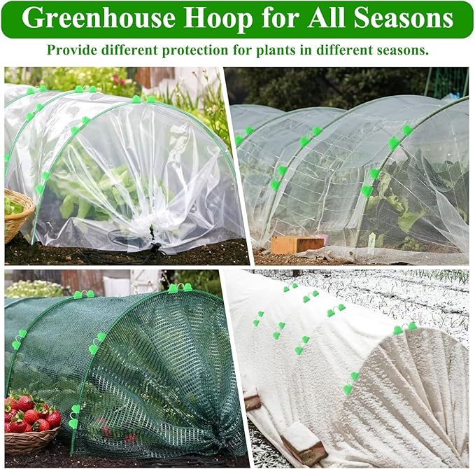 45 PCS Garden Hoops for Raised Beds 9 Sets Garden Tunnel Hoops Greenhouse Hoops Grow Tunnel, Upgrade Rust-Free Fiberglass Garden Hoop for Row Netting Cover, DIY Garden Support Hoop Arch Frame