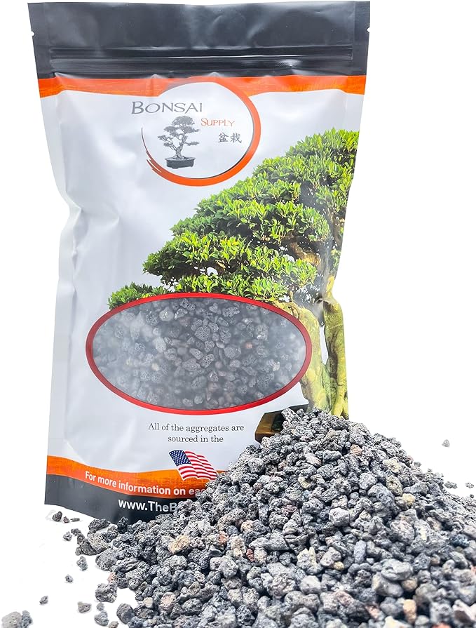 Black Lava Rock | 2 Quarts Bag | 1/4” Particle Size | Soil Aggregate for Bonsai, Cactus, Succulents, Aquariums, and More | Enables Optimal Drainage and Soil Aeration | The Bonsai Supply