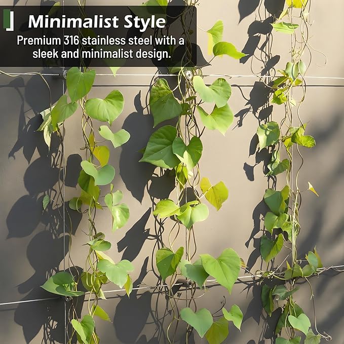 Wire Trellis for Climbing Plants Outdoor, 12-Set Wall Wire Trellis Kit, T316 Cylindrical Espalier System for Fence and Garden DIY Projects (Hubs Only, Without Cable)