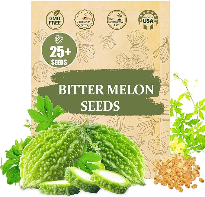 Premium Bitter Gourd Seeds for Planting – 25 Non-GMO Heirloom Seeds - High-Yielding, Extra Long, Authentic Flavor