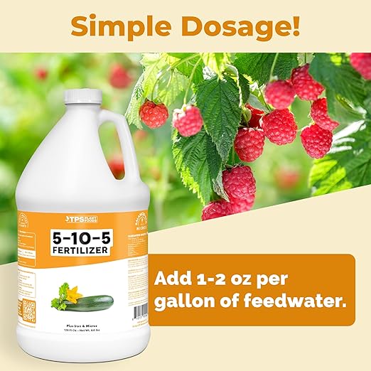 5-10-5 Fertilizer for Plants, Great for Root Vegetables, Fruiting Vegetables, and Flowers, Plant Fertilizer by TPS Plant Foods, 1 Gallon (128oz)