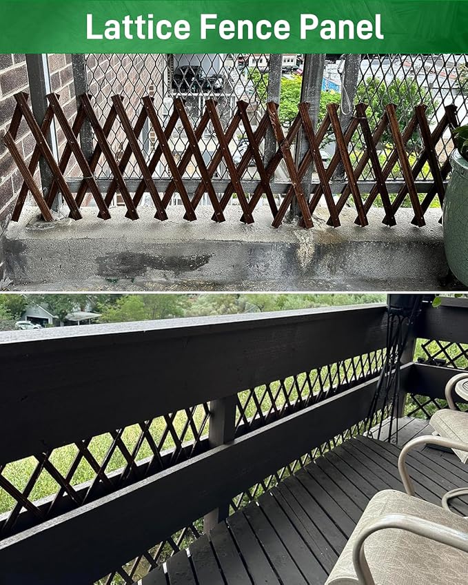 1Pack 35.4inch Wooden Lattice Wall-Expandable Plant Garden Trellis for Climbing Plants Outdoor