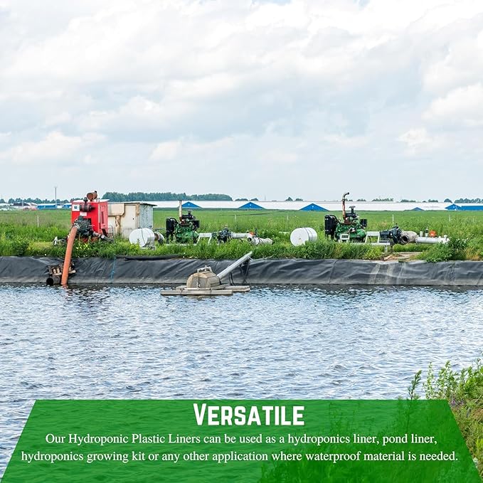 Farm Plastic Supply - Hydroponics 6 mil Black Plastic Sheeting - Hydroponic Growing Kit, Hydroponic Liner, Hydroponics, Hydroponic Growing, Pond Liner, Black Plastic Sheeting (16' x 20')