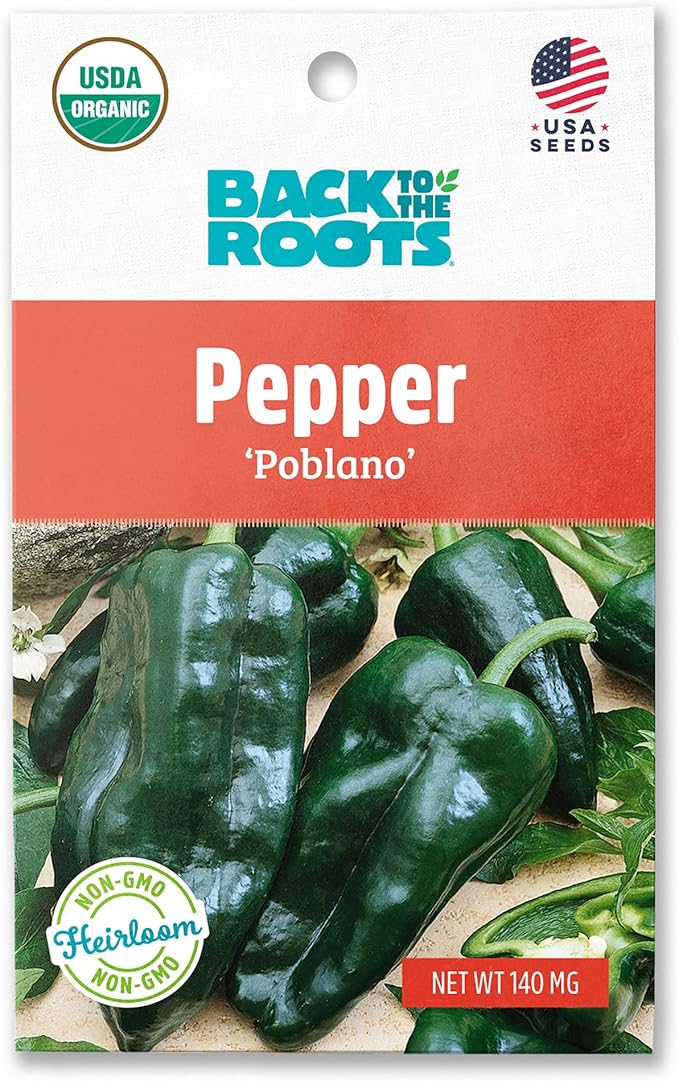 Back to The Roots 100% Organic Seed Packet - Chili Pepper 'Poblano' 140mg